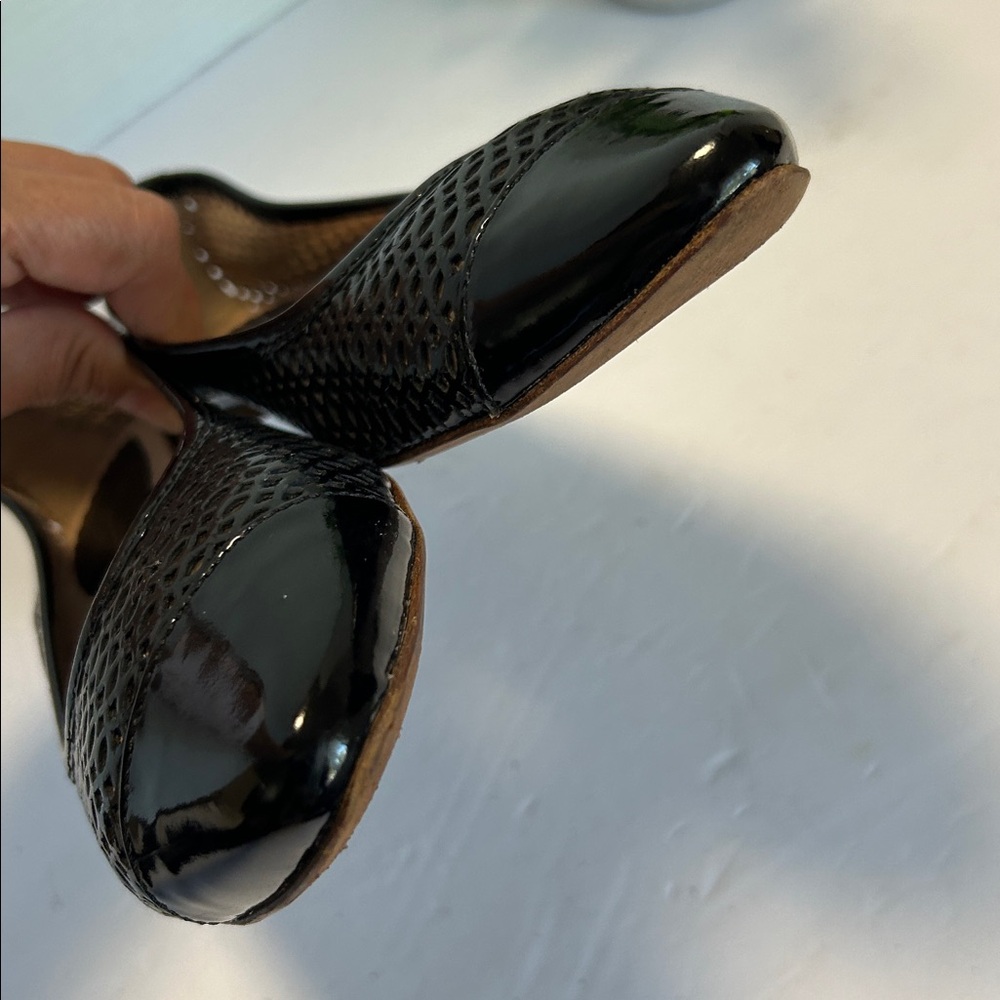Furla Black Patent Leather Mesh Flats - Picture 14 of 17